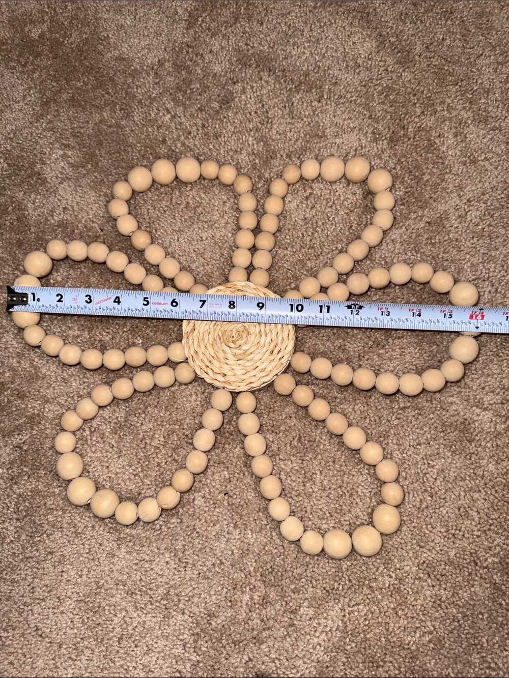 Beaded Flower Wall Décor Set - Natural Wood Tone - Picture 3 of 4